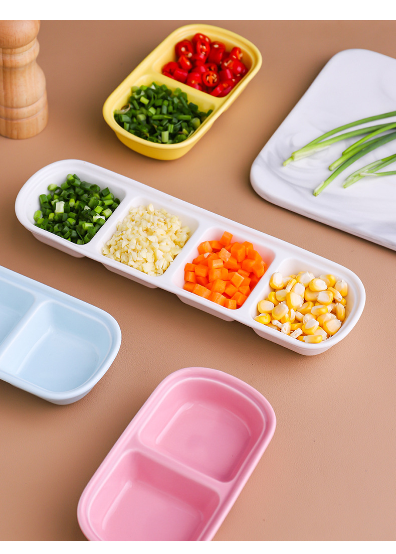 Ceramic snack plates, Nordic-style glazed soy sauce plates, dipping sauce vinegar plates, two, three or four compartments ceramic seasoning plates pic 9