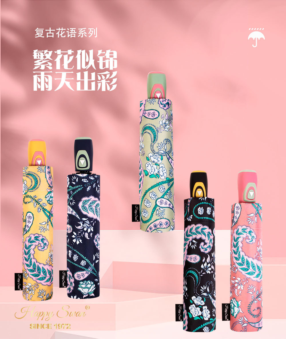 星宝三折自开伞外贸伞three folding umbrella雨伞出口批发现货详情2
