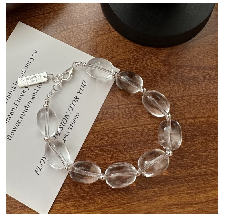 S925 sterling silver Korean version Spring/Summer fashionable white crystal bracelet Oval casual simple basic style jewelry wholesale pic 6