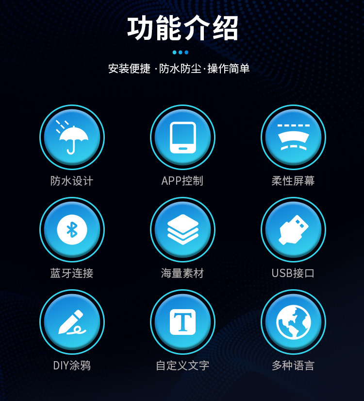 亚马逊led car sign蓝牙APP车载柔性广告屏智能车贴软屏 跨境外贸详情1