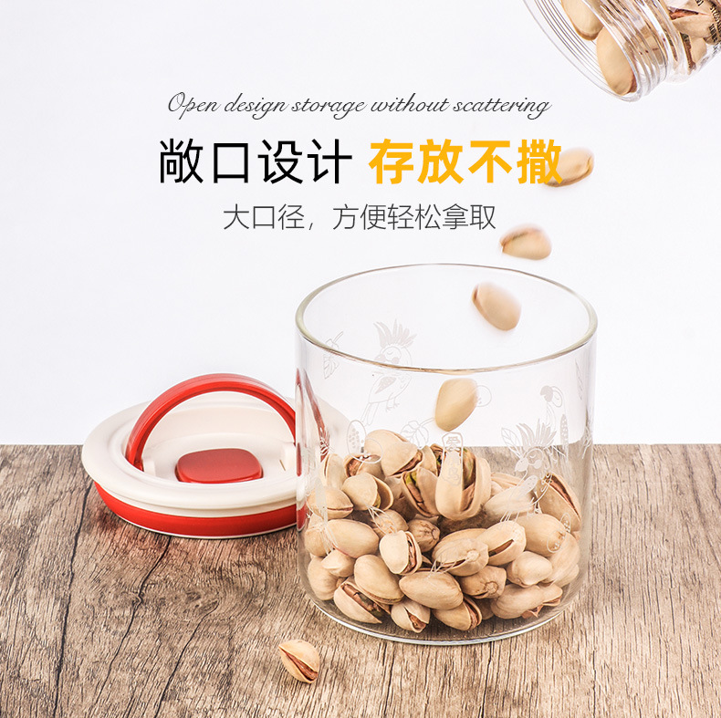 Engraved glass sealed jars, household food-grade storage jars, tea and dried tangerine peel storage jars, coffee bean sealed jars wholesale pic 11