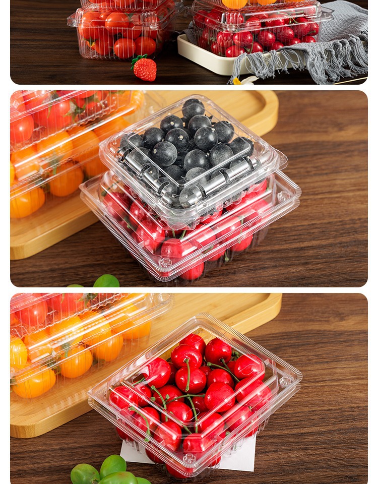 Disposable fruit box, transparent plastic box, one-jin packaging box with lid, 500g fruit store strawberry packing box pic 18