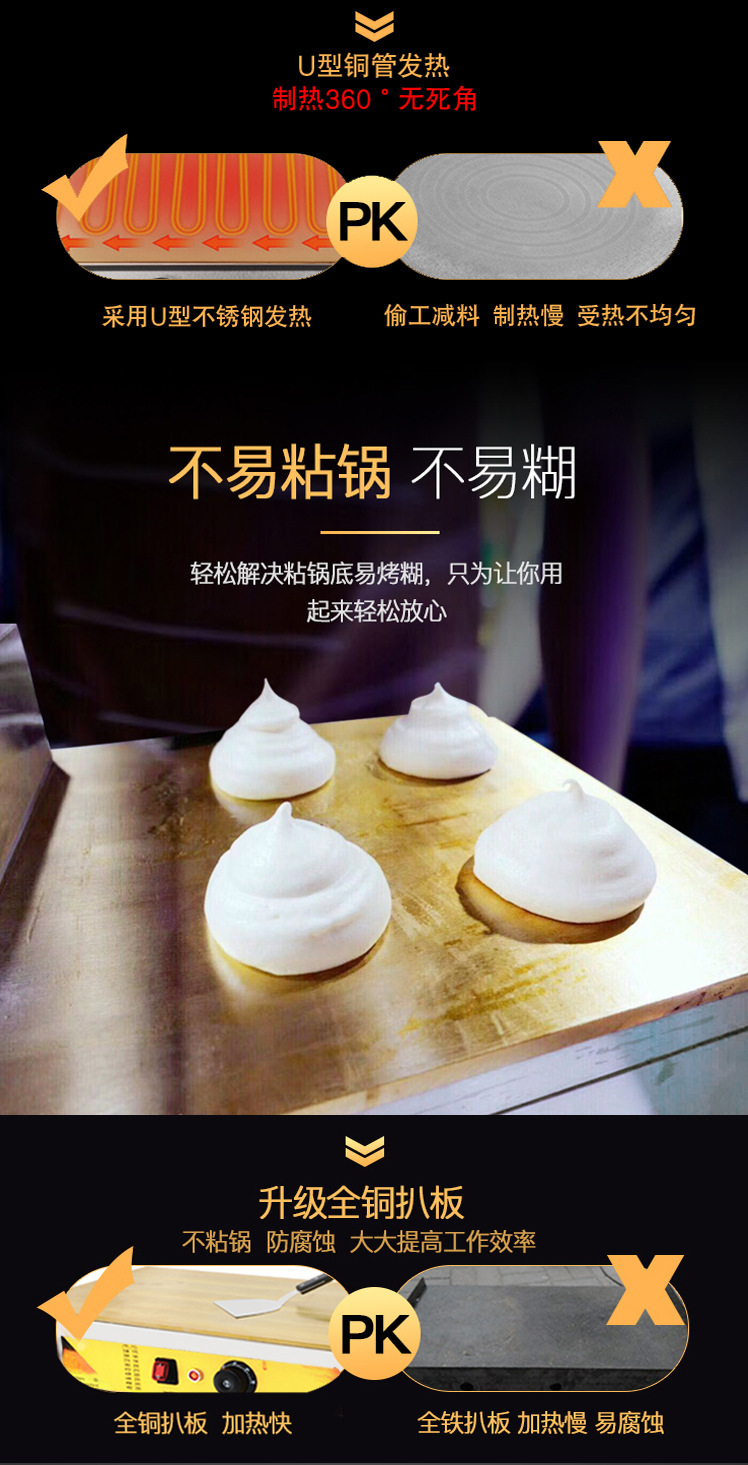 Commercial double-board souffle machine with independent temperature control and non-stick coating, direct sales from the manufacturer of dorayaki pancake snack equipment pic 7