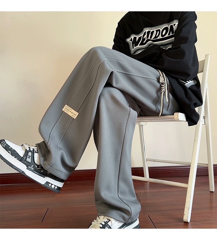潮牌休闲裤子男宽松春秋新款抽绳运动裤青少年学生高级感卫裤长裤详情22