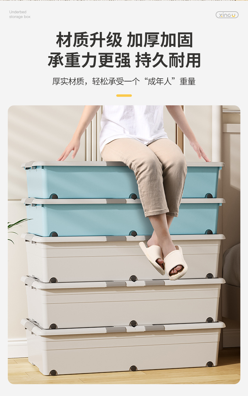 床底收纳箱带轮抽屉式扁平衣服被子储物神器家用整理箱床下收纳盒详情7