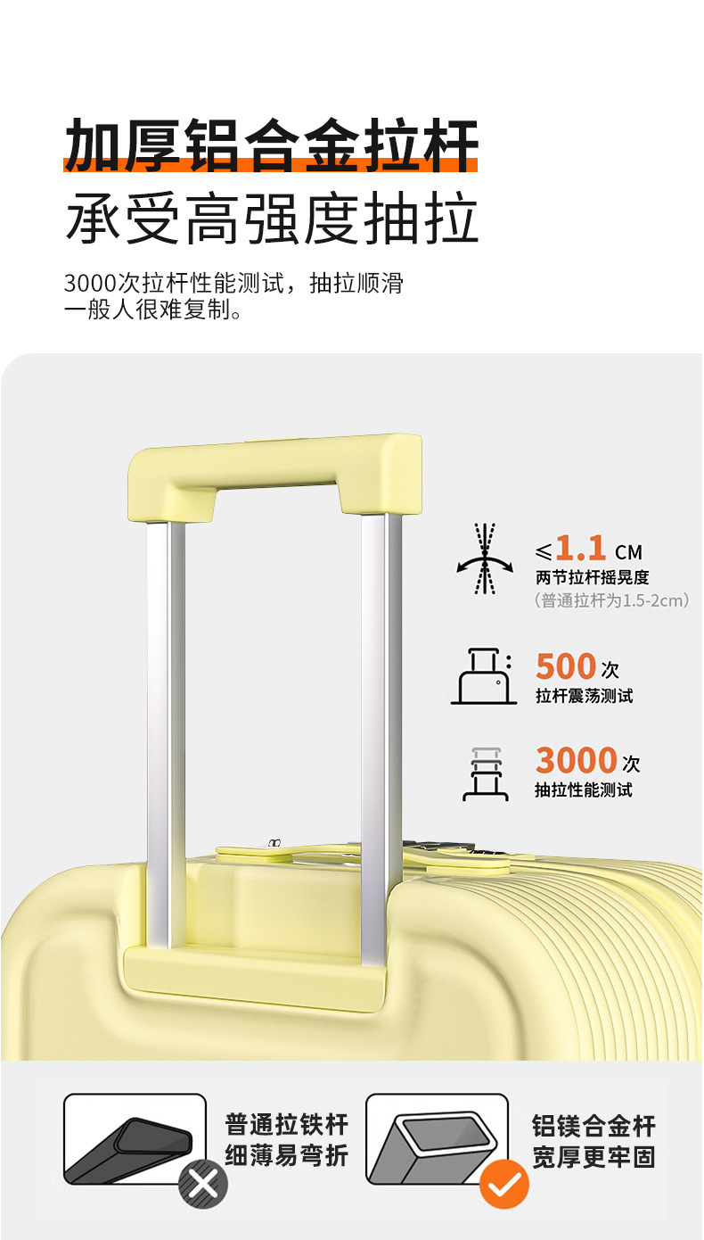 Front-opening luggage box for women, 20-inch multi-functional travel box, 26-inch large-capacity silent wheel handle box, factory OEM pic 13