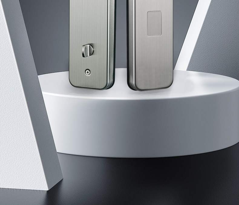 Tongtong Lock Silver and black dual-color smart door lock with facial and fingerprint recognition and blue backlit keyboard pic 5