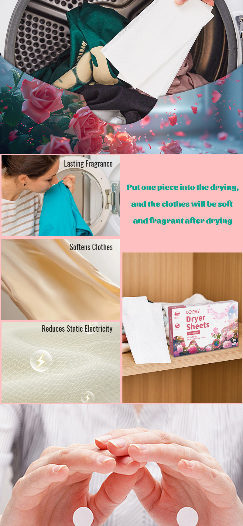 Factory wholesale of fabric softening tablets, drying machines, drying tablets, scented clothes, lingering fragrance tablets, laundry companions, household laundry wholesale pic 5