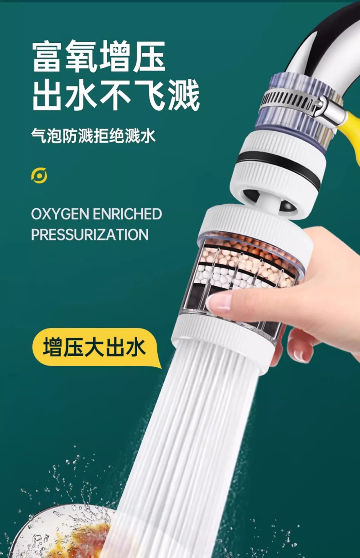 360° Universal faucet filter, kitchen and household tap water splash-proof shower head, general water purification filter, water purifier pic 12