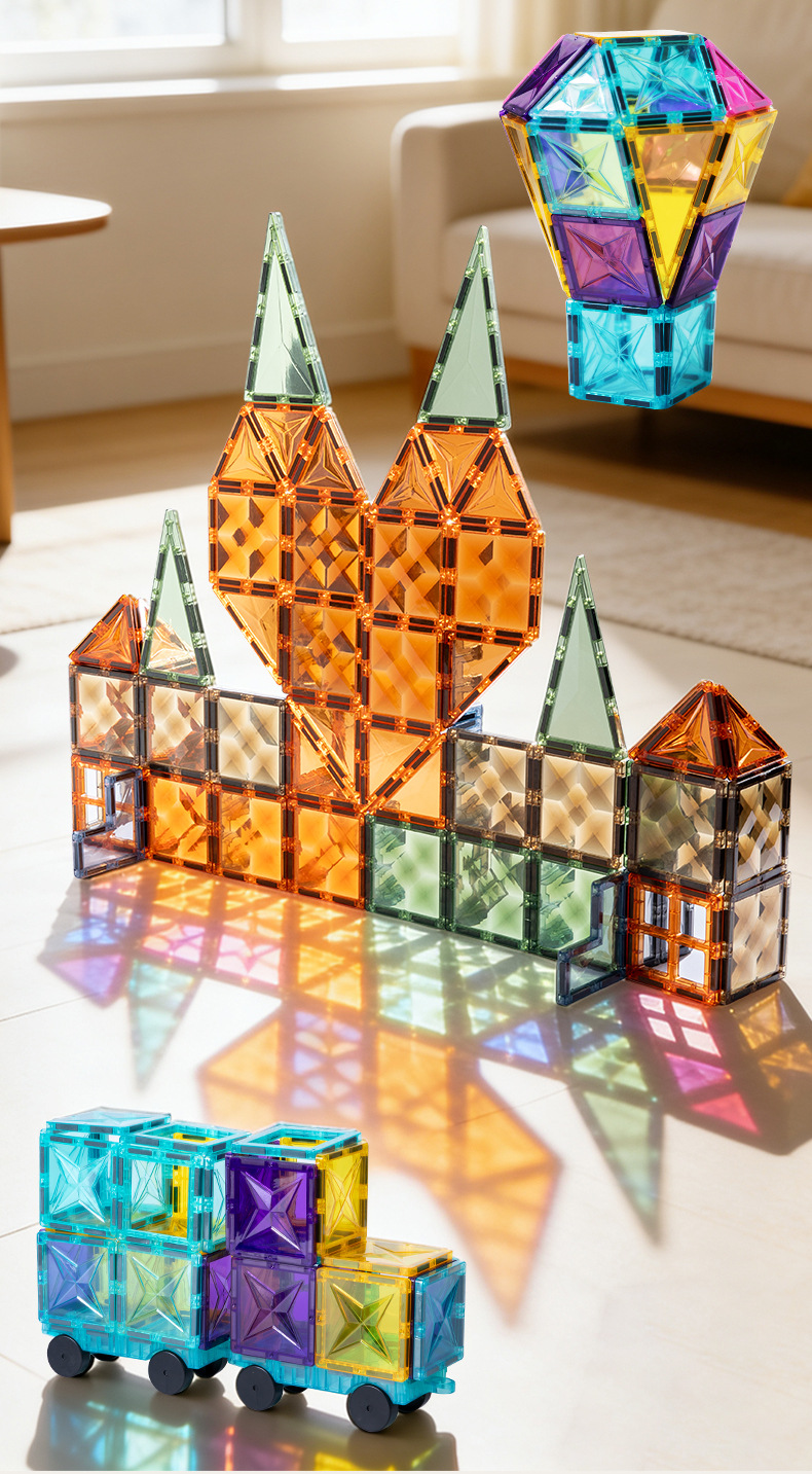 儿童科教益智玩具磁性思维建构拼接积木磁力片透光光影积木拼接详情2