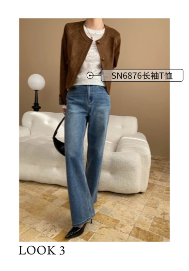 司南 早春新款 复古气质仿麂皮绒圆领金扣夹克外套小个子 SN7092详情13