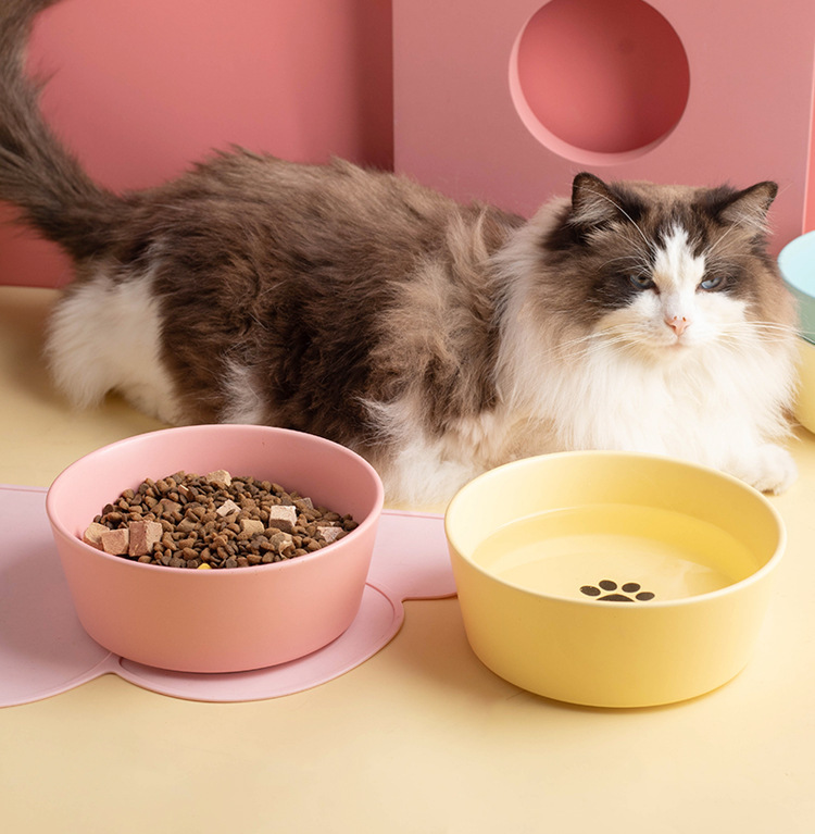 Large-capacity pet ceramic bowl, simple matte underglaze color dog food bowl, cat bowl and dog bowl, universal, easy to clean and anti-tipping pic 11