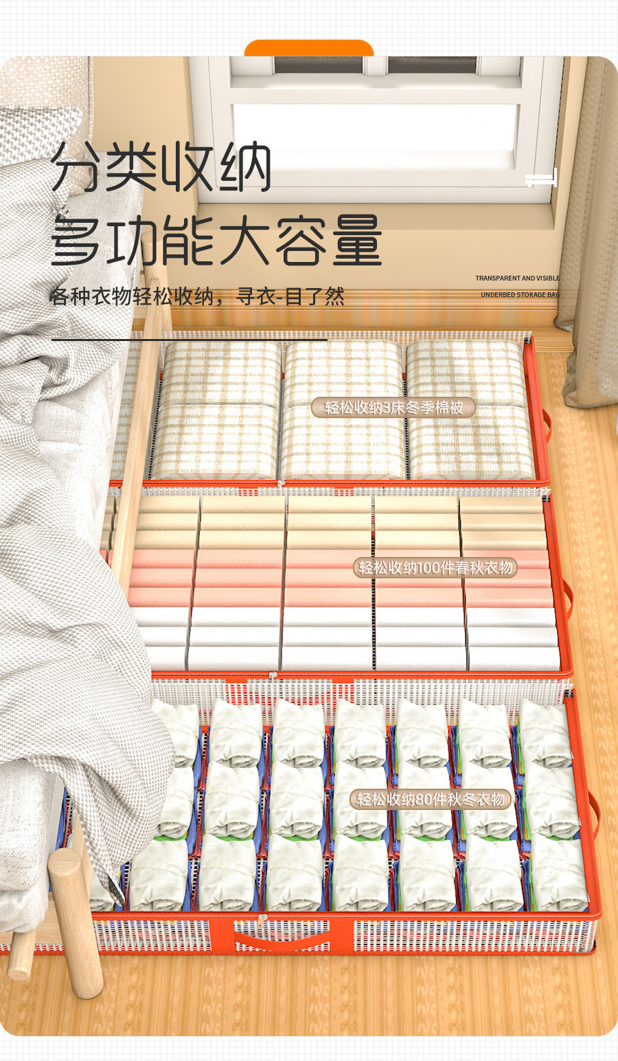 床底收纳箱家用抽屉式衣服棉被储物盒箱子衣物整理袋床下扁平神器详情3