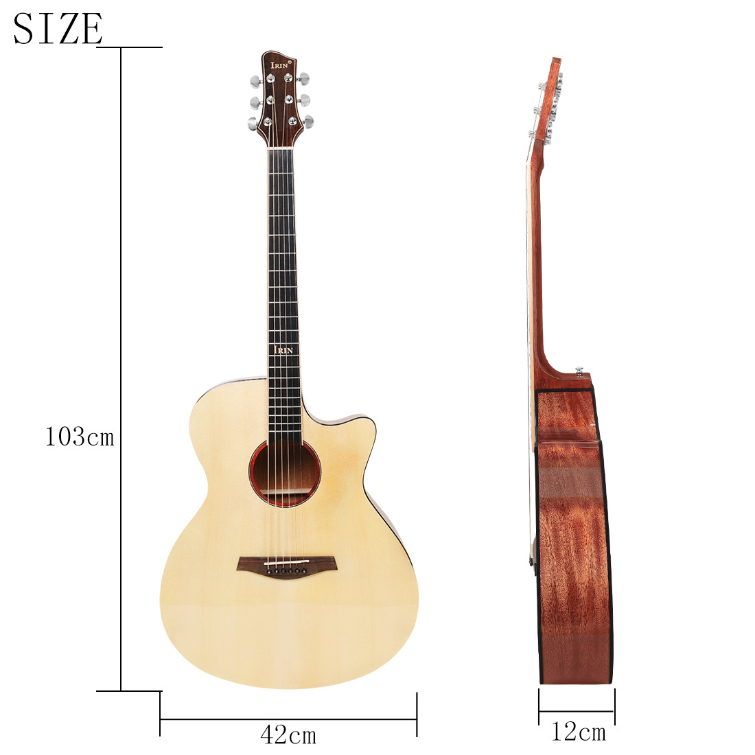 IRIN high-end 40-inch folk guitar with spruce top, mahogany back and side panels, adult acoustic guitar wholesale pic 1