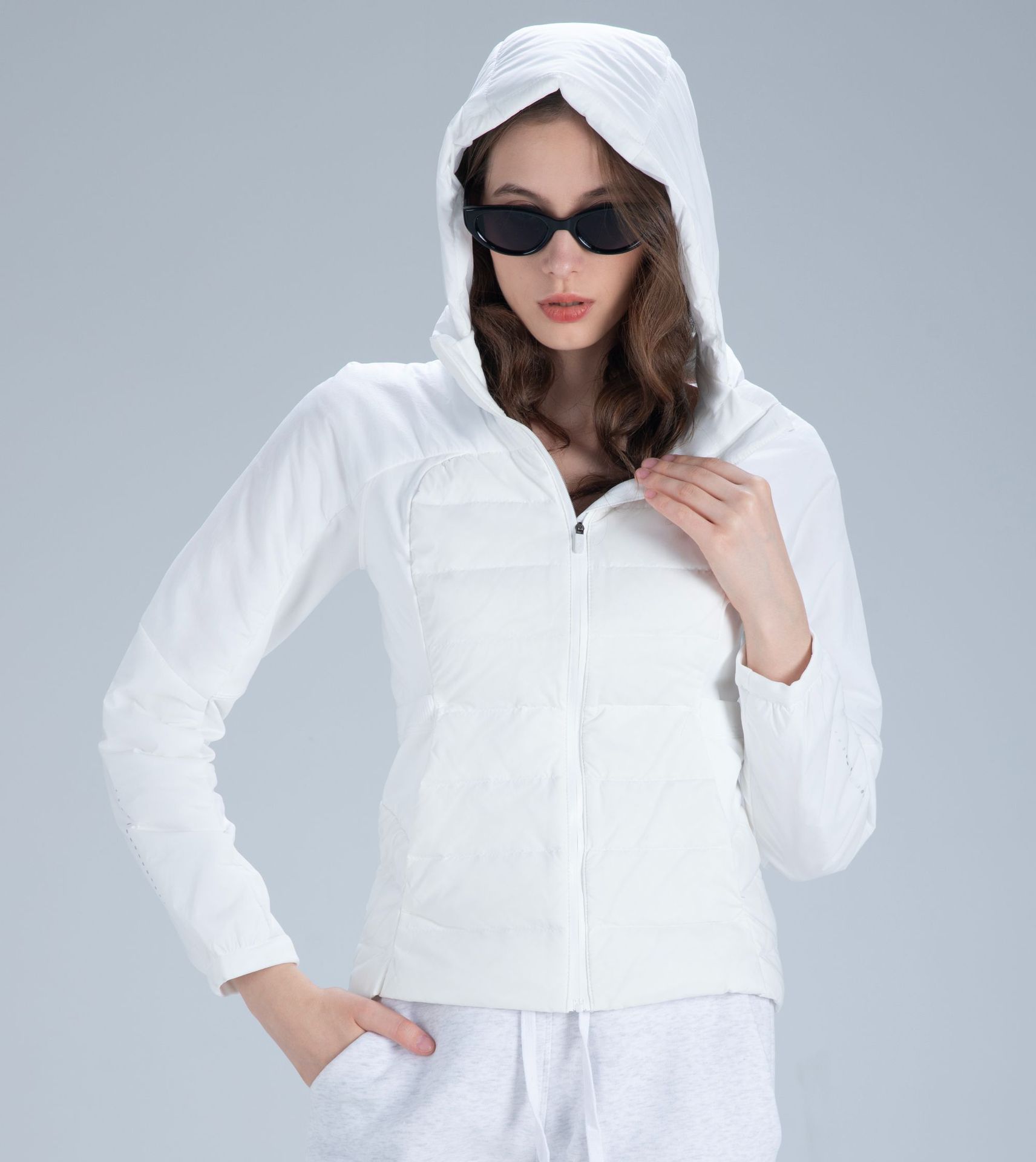 Winter down jacket, form-fitting hooded, running, outdoor warmth, winter sports, yoga wear, coat jacket for women pic 18