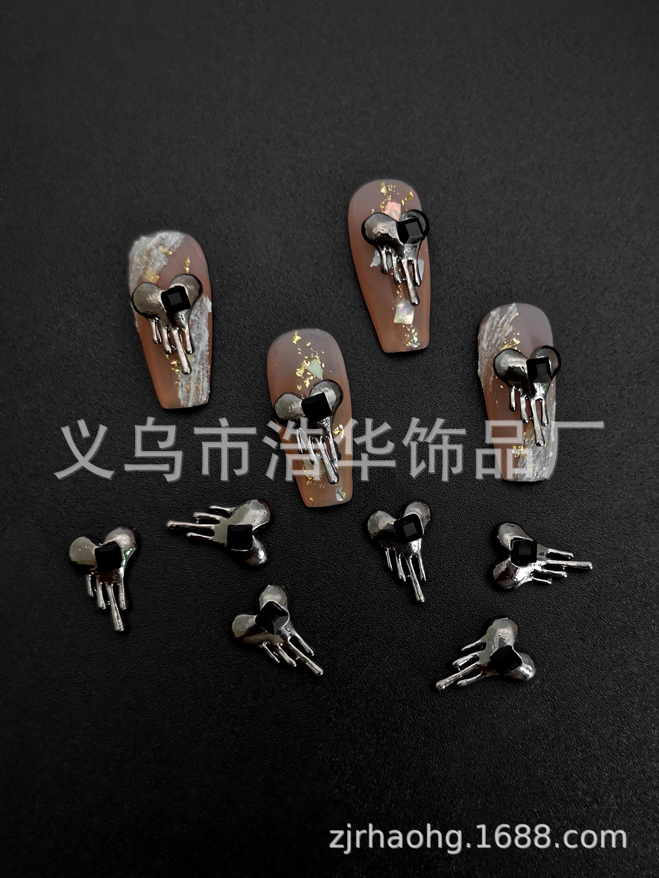 Punk-style Halloween cross alloy nail accessories, star moon heart-shaped nail accessories, nail drill wholesale pic 10