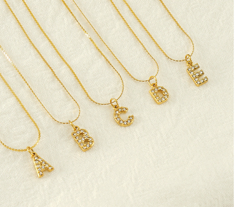 Cross-border European, American, French fashion, versatile stainless steel letter necklace, gold-plated and diamond-encrusted, simple style, fine S-shaped chain for women pic 18