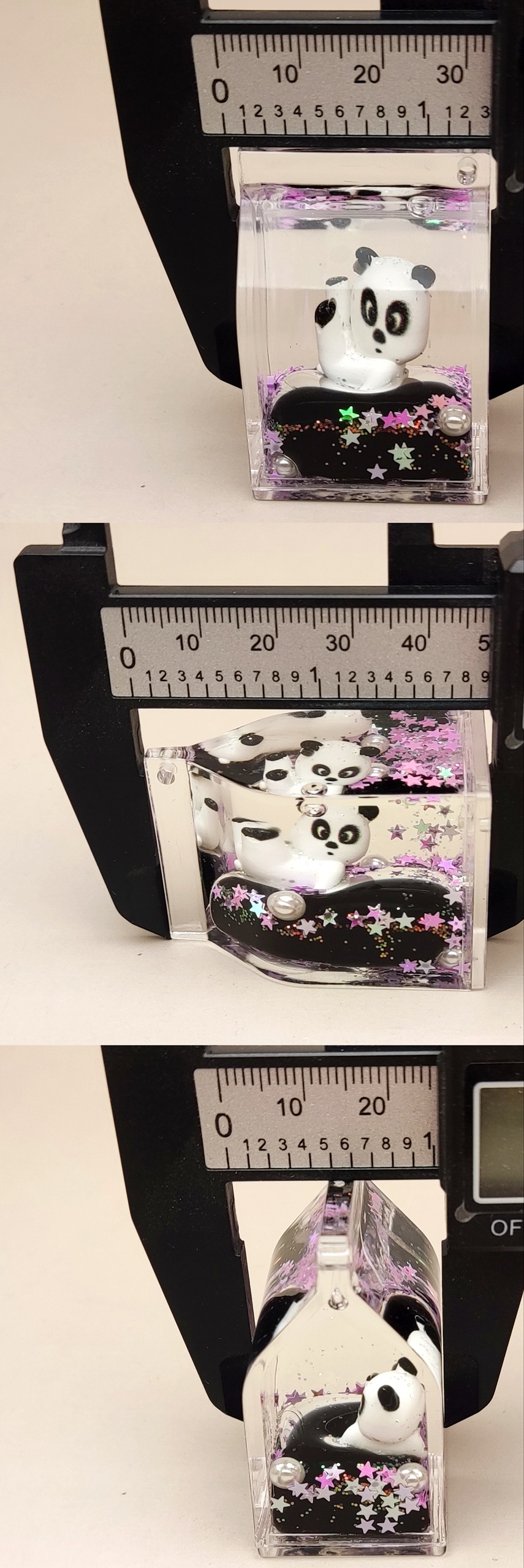 创意亚克力入油流沙瓶奶黑色爆闪熊猫系列钥匙扣汽车配饰桌面摆件详情14