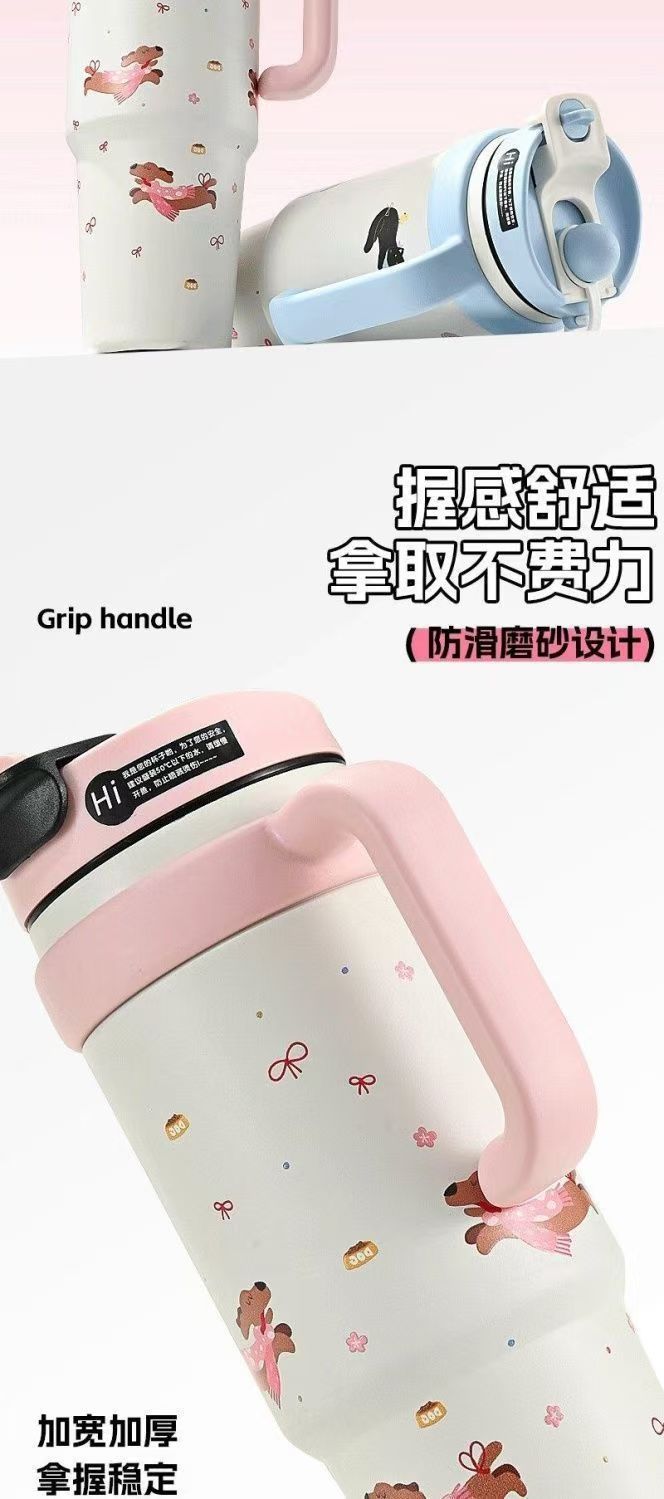 汽车杯保温杯316不锈钢杯子大容量冰霸杯加厚吸管杯 可爱家用水杯详情5