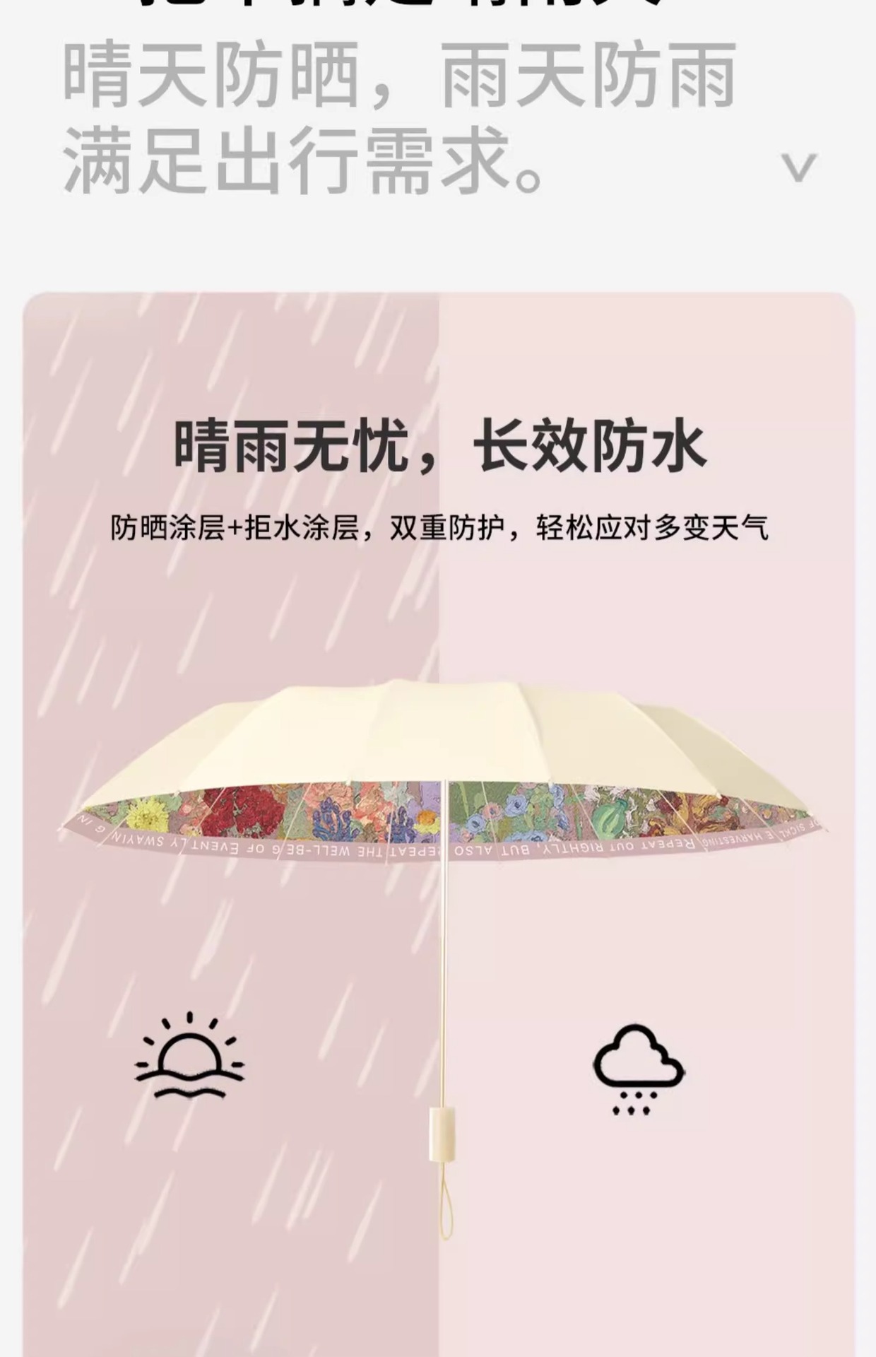 16骨三折遮阳伞彩胶防晒伞防紫外线手动晴雨两用太阳雨伞logo详情13