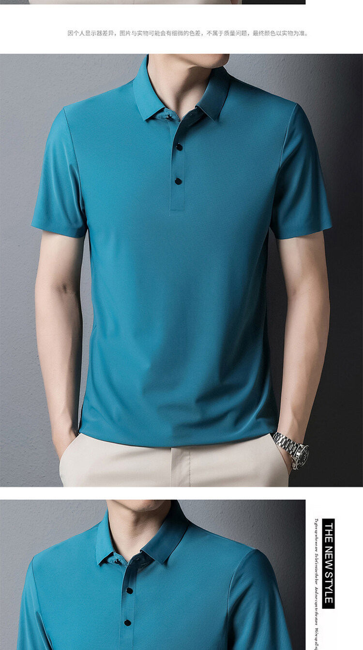 2025 verano sin marcas hielo seda polo hombre premium sense negocios manga corta camiseta hombre polo casual manga corta pic 12