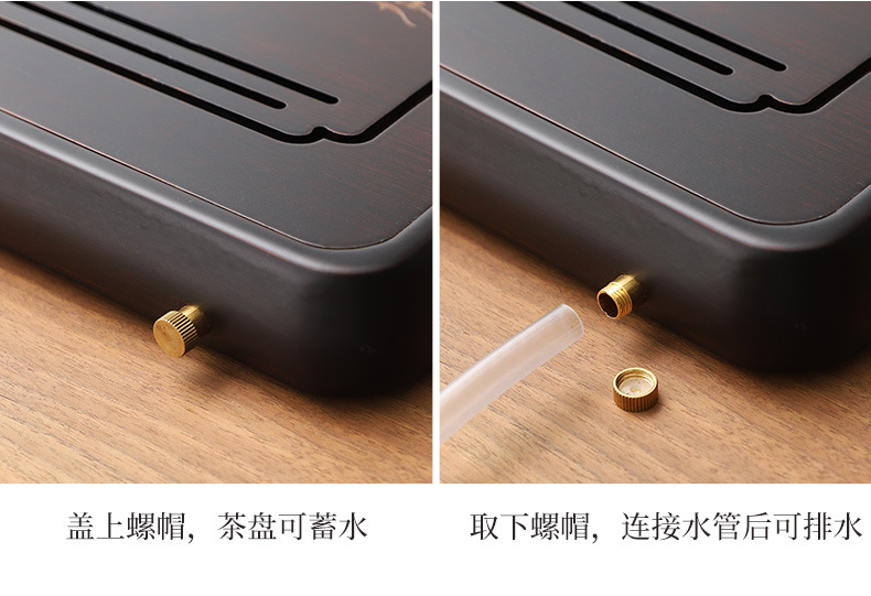 Wholesale of household small water storage trays, draining tea tables, simple rectangular bamboo tea sets, large and small sizes pic 29
