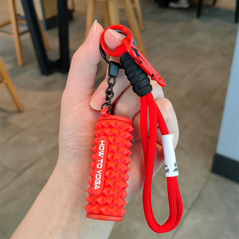 运动健身钥匙扣解压瑜伽泡沫轴创意男女挂件哑铃书包周边运动挂饰详情8