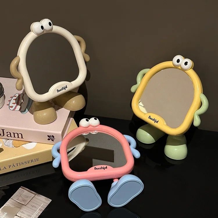 学生宿舍桌面化妆镜可爱卡通小镜子高清办公室台式可立梳屏齐镜子详情4