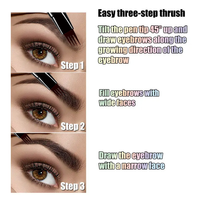【 Cross-border Exclusive 】QICIY four-fork Eyebrow pencils are waterproof and do not smudge easily. Wholesale of eyebrow pencils, eye makeup, and other cosmetics pic 6
