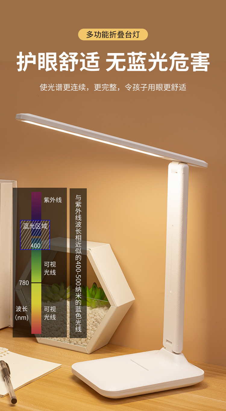led folding desk lamp, eye-protecting bedside lamp, special atmosphere for student study, usb night light, bedroom and dormitory reading light pic 14