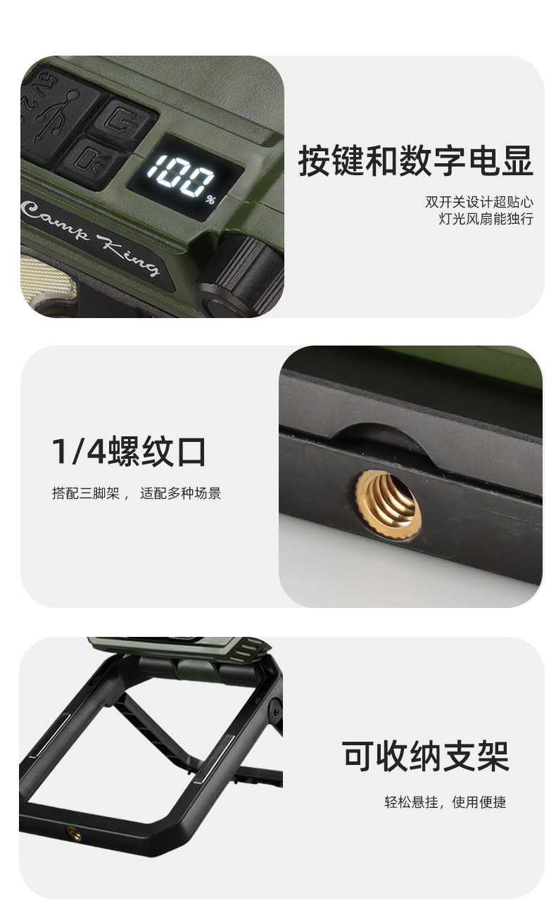 跨境新品户外露营灯工作灯便携充电超亮led手摇发电投光灯帐篷灯详情9