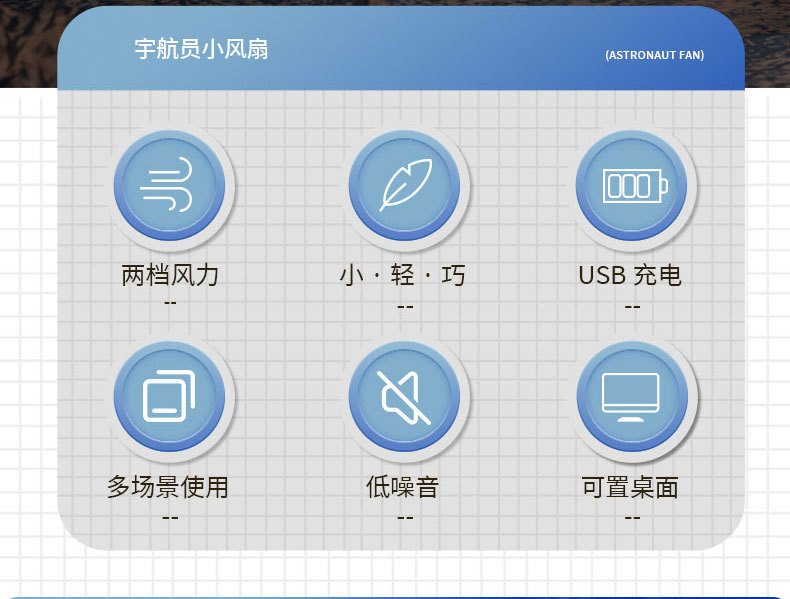 新款USB挂脖太空人迷你手持无叶风扇卡通宇航员便携式懒人小风扇详情2