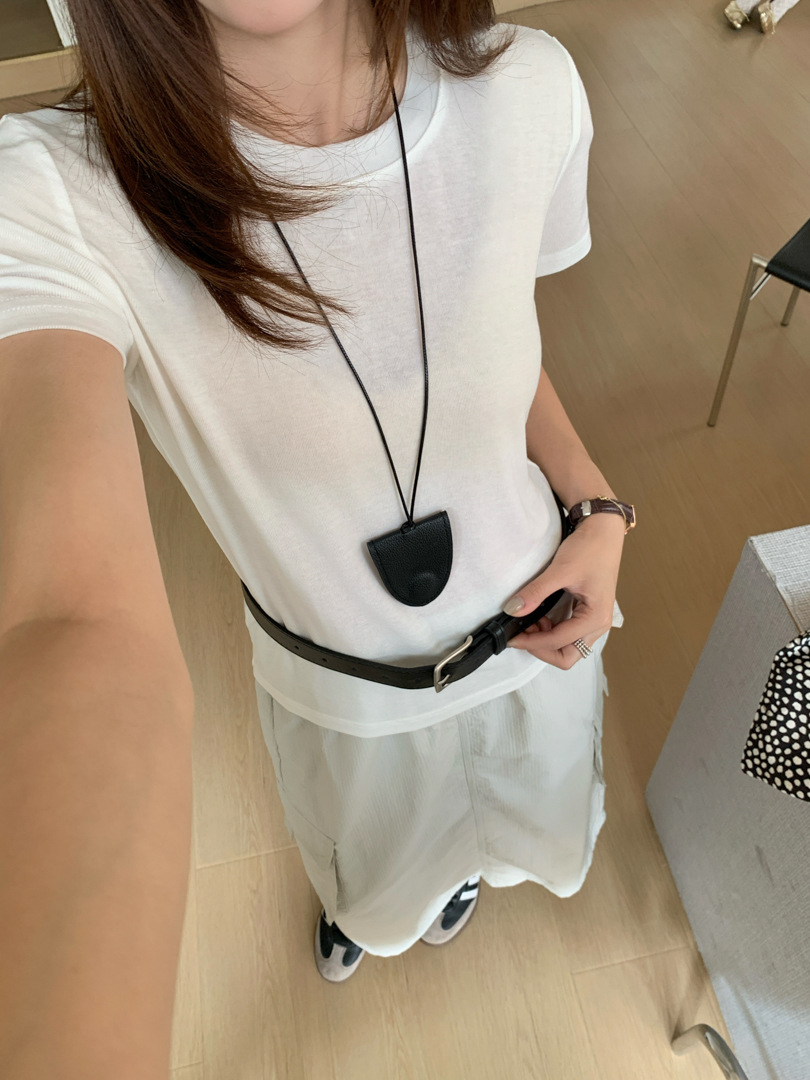 GAGD Tencel wool shoulder short-sleeved T-shirt for women, Millennium, sweet and cool, waist-tightening sport short-sleeved T-shirt top for spring pic 16