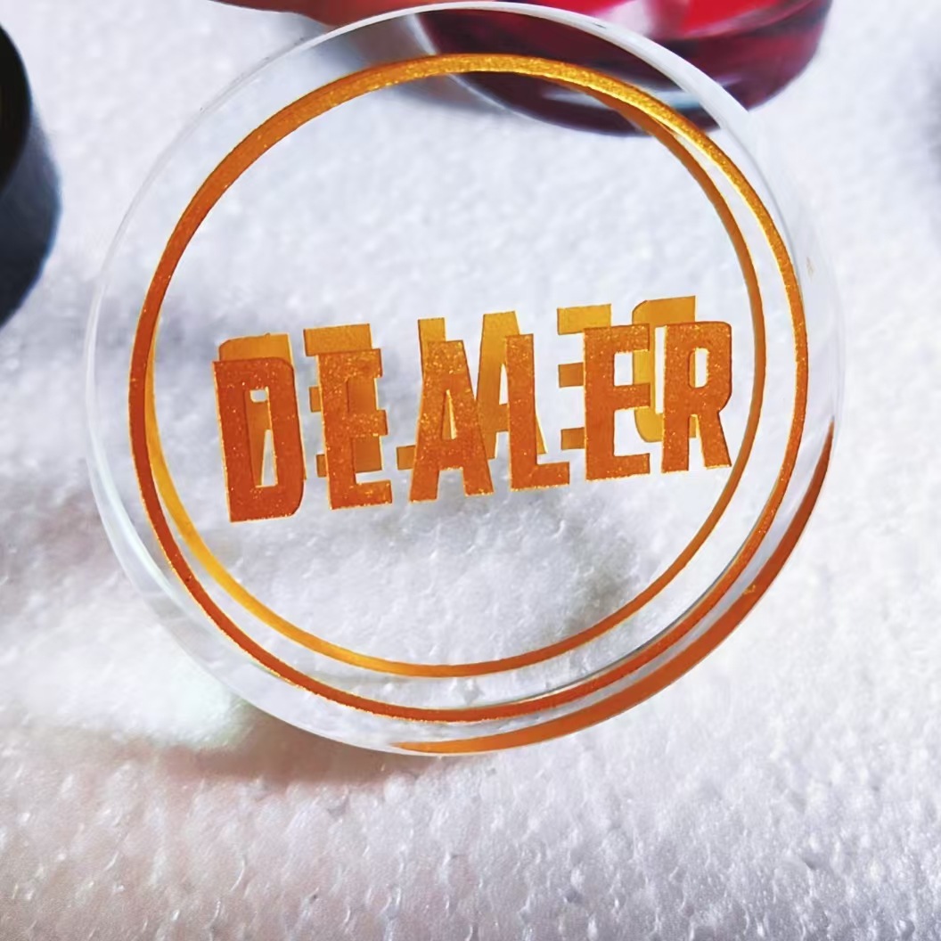 现货直供水晶庄码双面梭哈德州扑克黑杰克圆形红桃水晶压牌器批发详情3