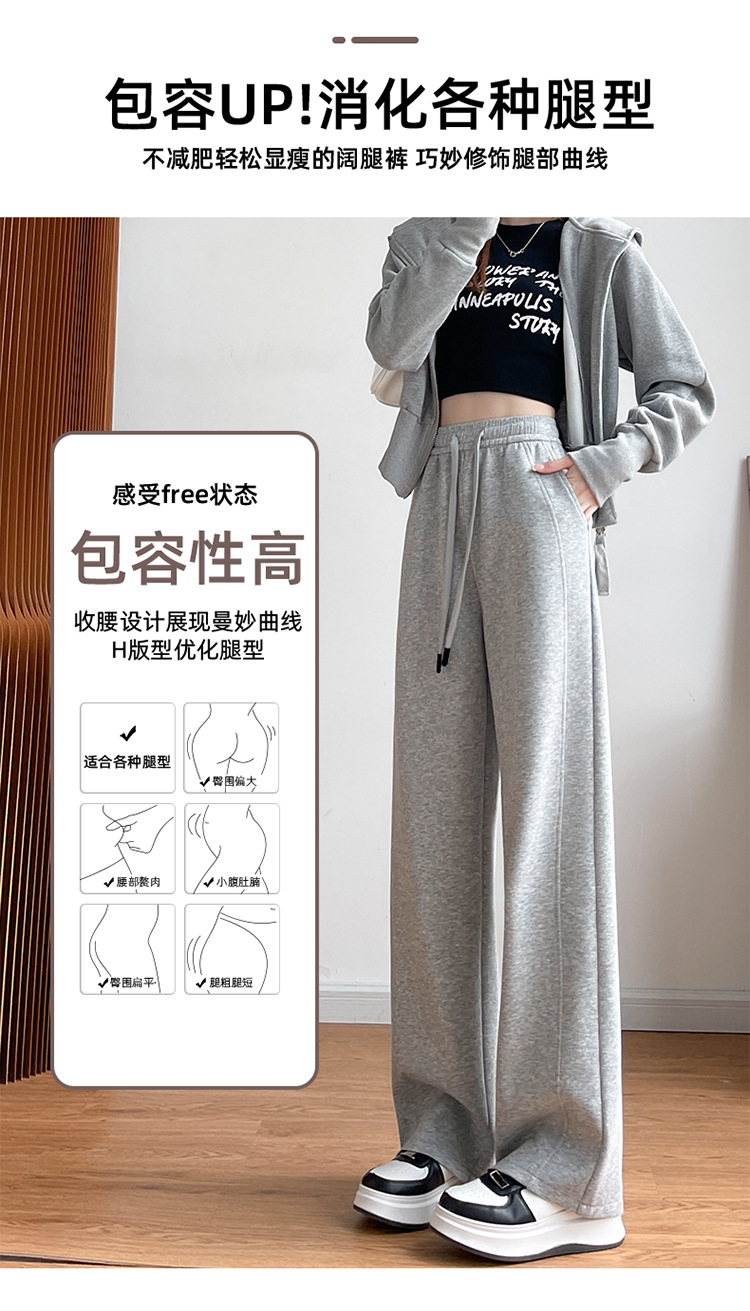 加绒香蕉裤女2025新款秋冬运动卫裤小个子高腰显瘦直筒窄版阔腿裤详情3