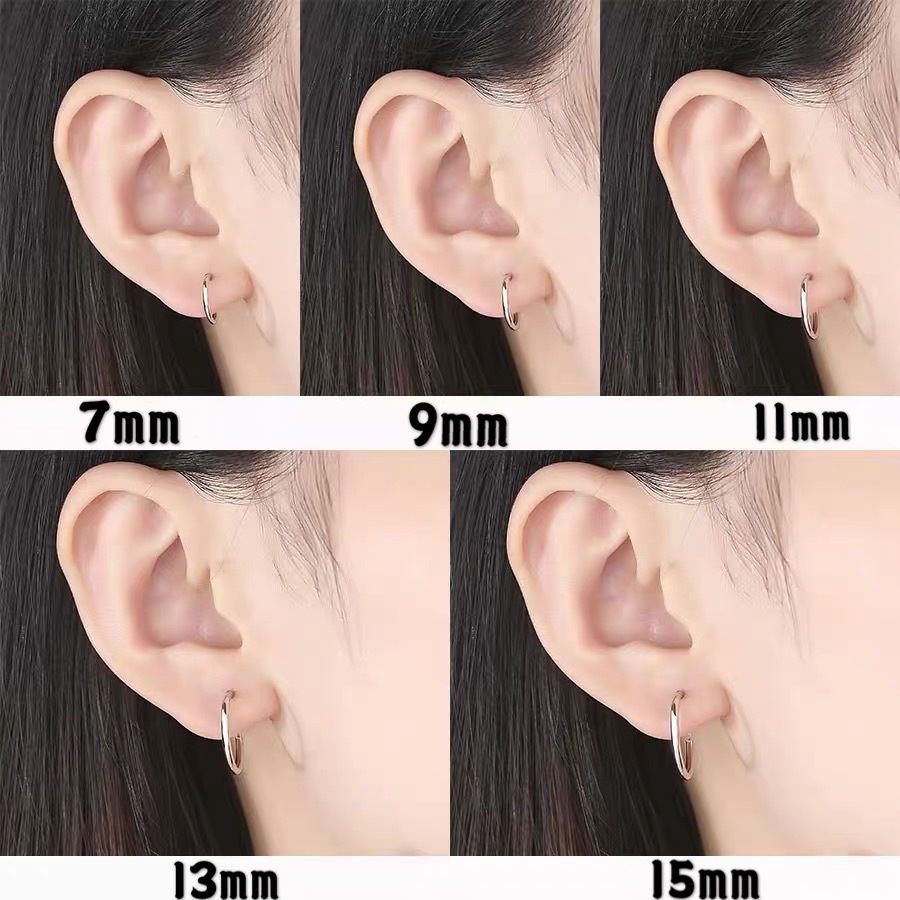 喜饰银匠 s999纯银耳环女复古迷你气质简约小耳圈耳洞耳骨圈耳饰详情1