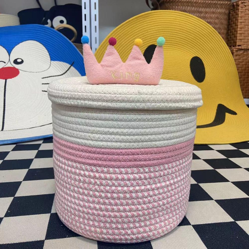 零食棉线收纳筐编织卡通家用客厅茶几储物床头钥匙桌面整理收纳篮详情9