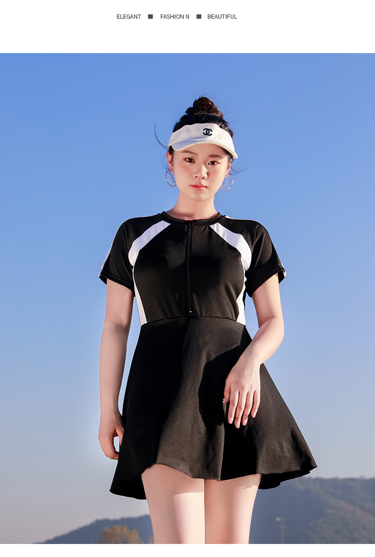 连体泳衣女大码胖MM宽松保守平角裙式遮肉显瘦学生专业运动游泳衣-028593详情49