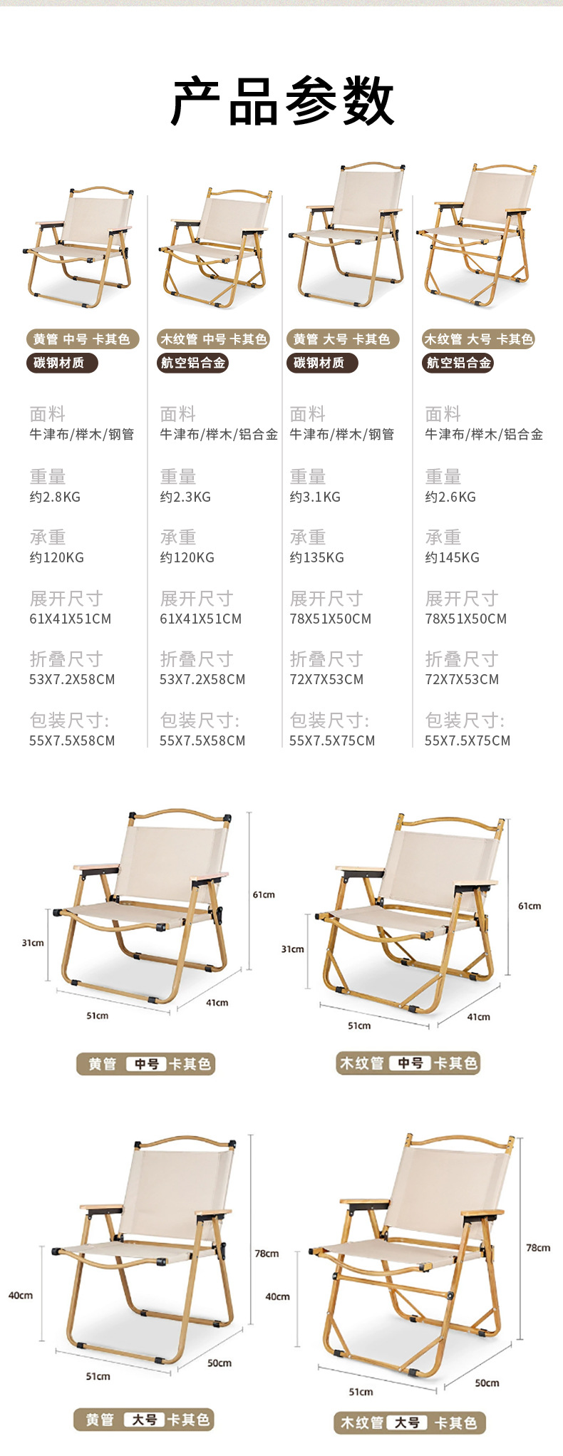 户外折叠椅子便携式野餐克米特椅钓鱼露营用品凳子摆摊蛋卷桌椅子详情12