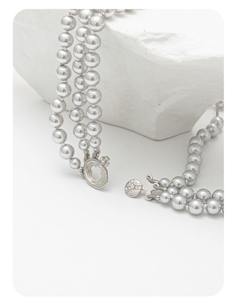 多层土星珍珠项链女高级感西太后流苏项链个性百搭轻奢气质毛衣链详情9