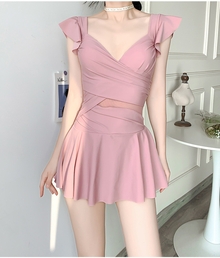 2025新款游泳衣女士遮肚显瘦连体裙式钢托聚拢学生保守泡温泉泳装详情19