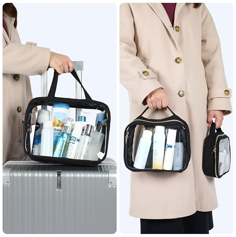 跨境爆款便携式防水透明旅行洗漱包ins多功能收纳pvc手提化妆包袋详情14