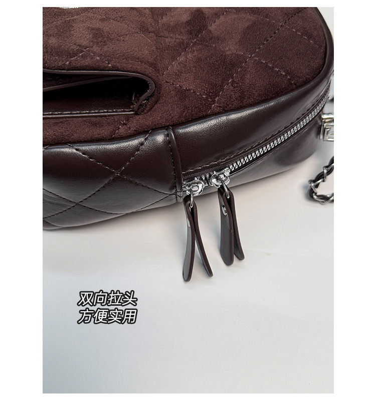 时尚小香风菱格链条女包新款绒面双肩包小众百搭手提包儒雅休闲包详情6