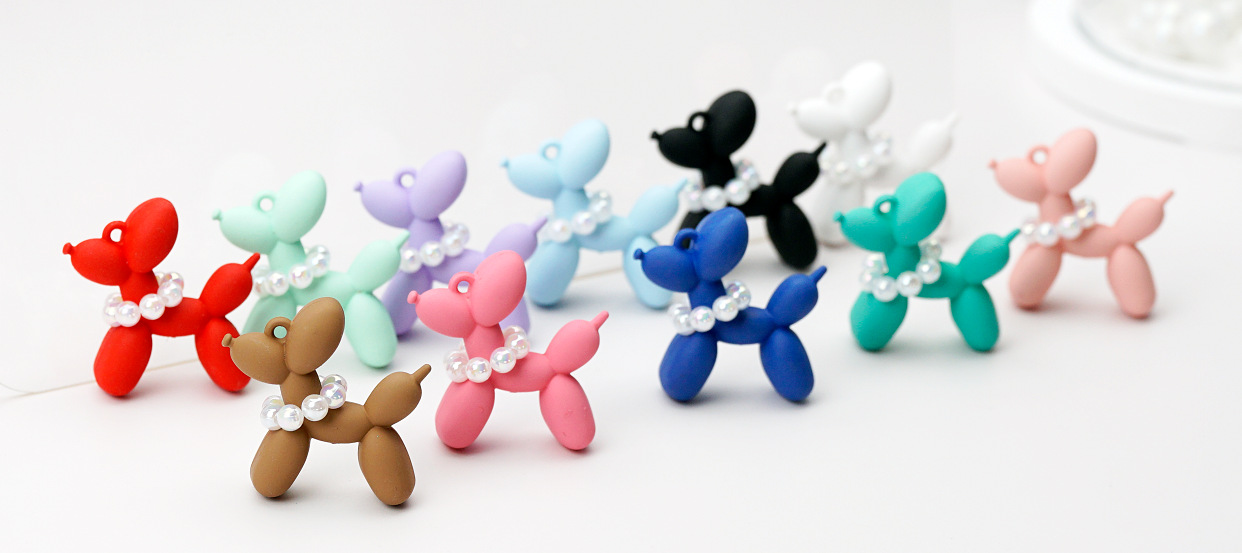 Hand-painted balloon dog, pearl chain pendant, mobile phone chain, key chain, accessory, three-dimensional decorative material, DIY jewelry matching pic 5