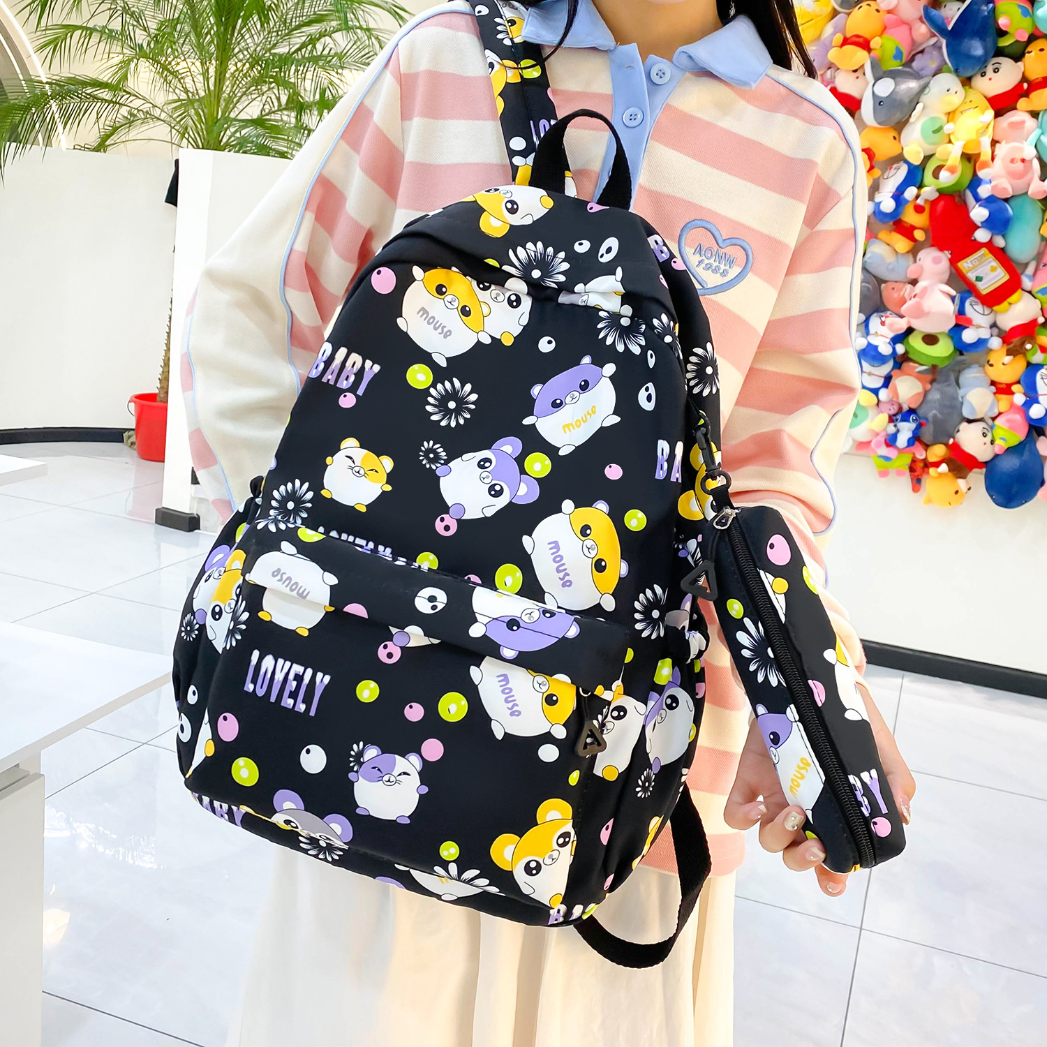 Wholesale escuela primaria primaria y secundaria estudiantes impresos espalda doble bolsa de las mujeres bolsa de la pluma de los hombres bolsa de manga color sólido bolsa de la escuela de gran capacidad pic 28
