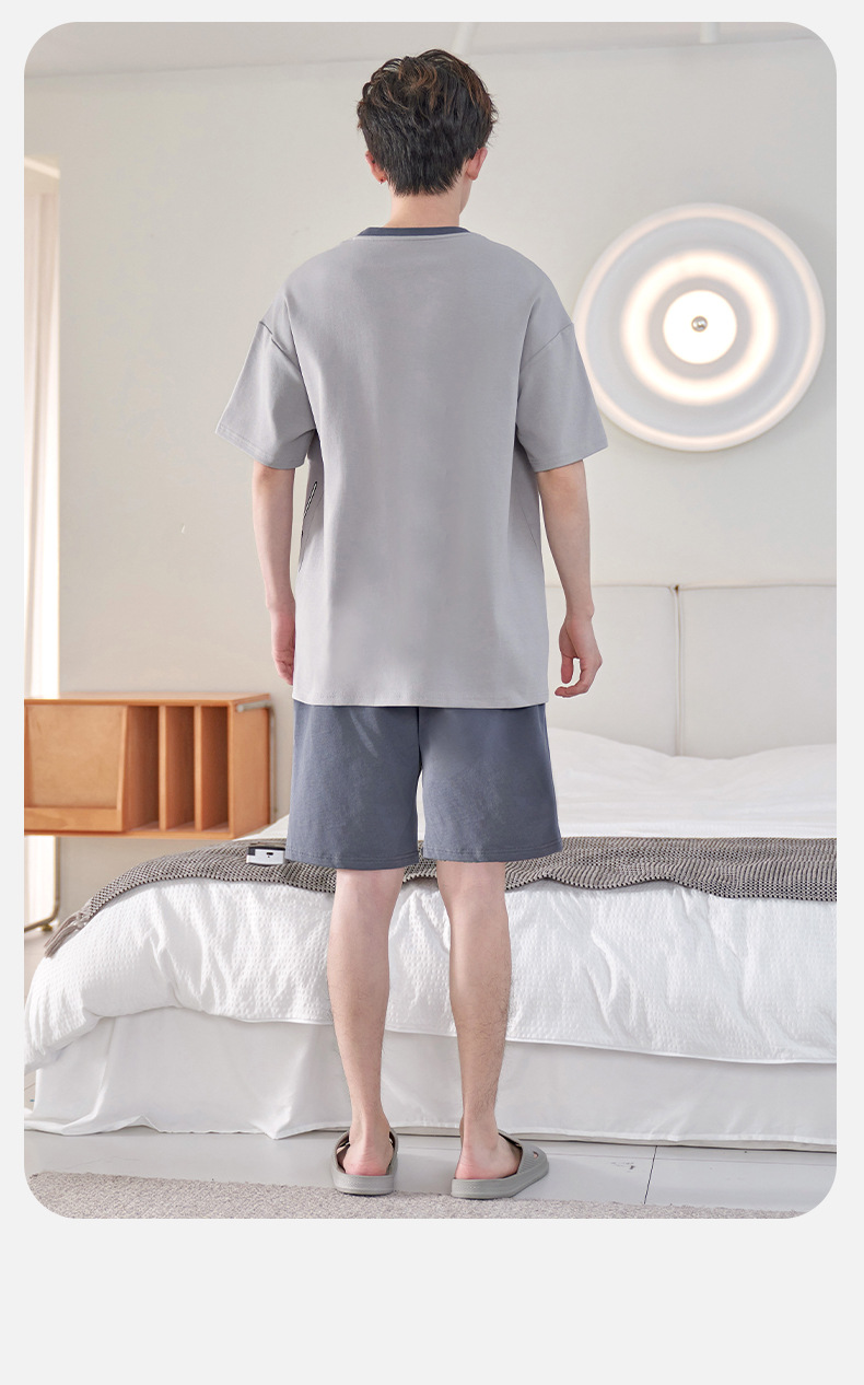 睡衣男夏季短袖薄款纯棉卡通青少年中学生加大码家居服中大童套装详情14
