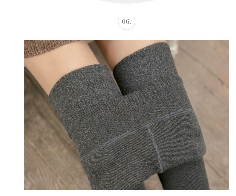 灰色加绒打底裤外穿女秋冬款竖条螺纹高腰显瘦保暖棉裤加厚连裤袜详情30