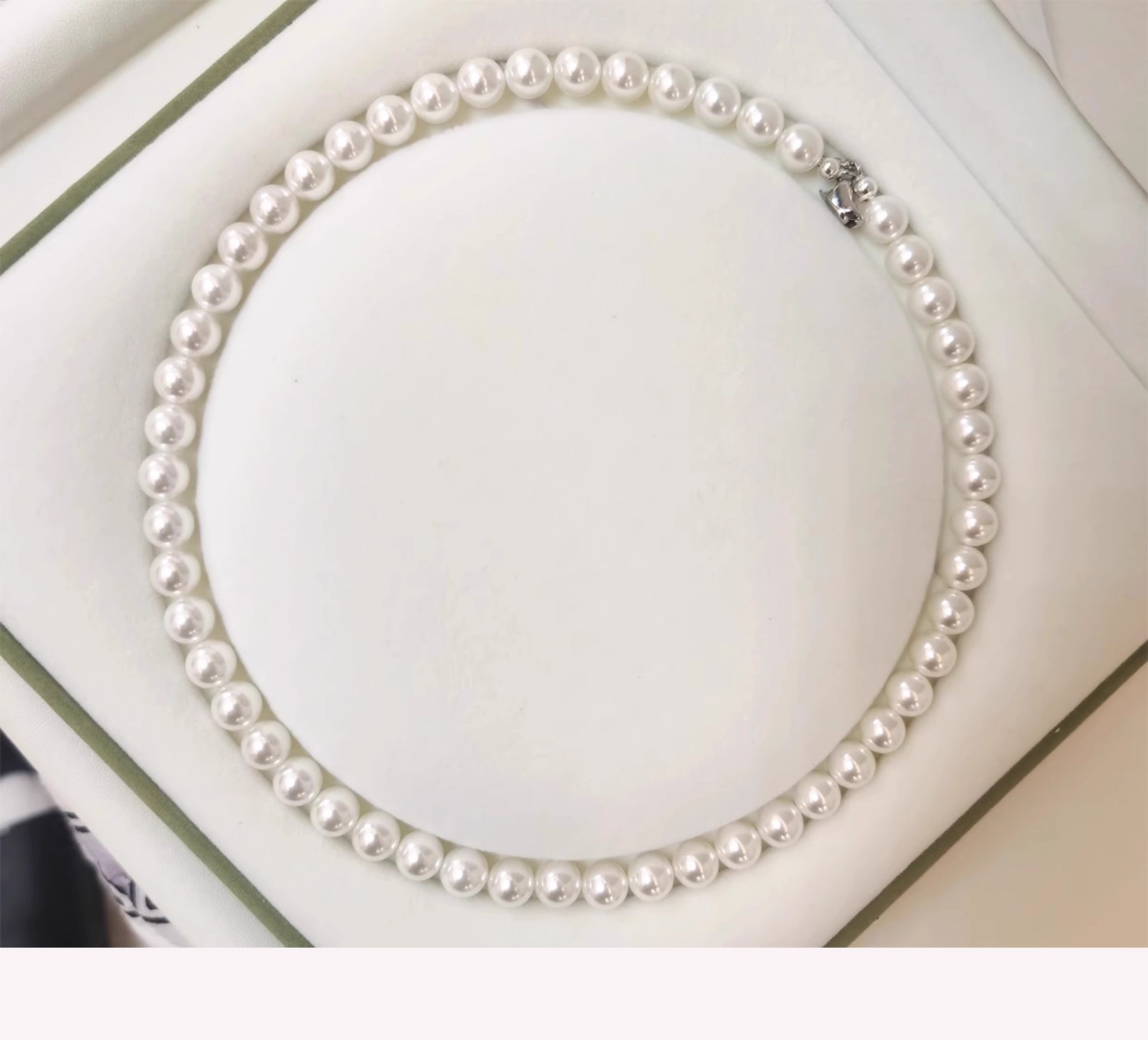 天然澳母贝珍珠项链925银元宝扣强光高品质贝珠澳白项链工厂批发详情6