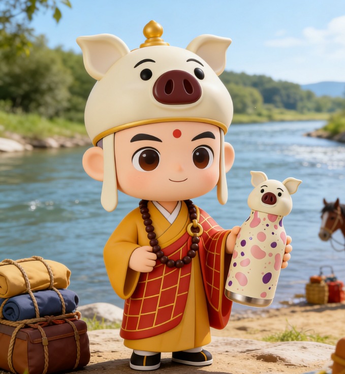 跨境新款TK亚马逊热卖创意可爱小猪卡通公仔国潮儿童女生保温杯详情3