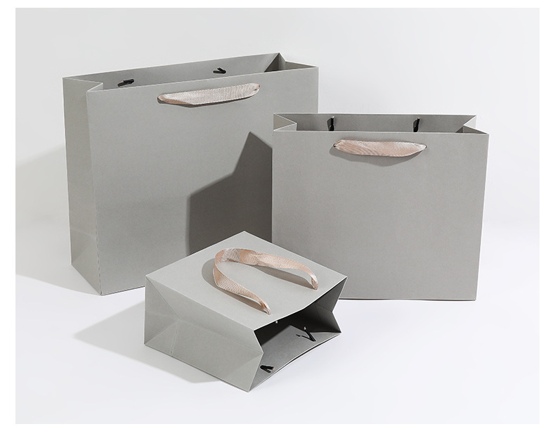 鼠灰色特种纸礼品袋商务活动包装纸袋纯色加印logo珠宝首饰包装袋详情8